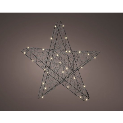 Metalen 3D kerstster zwart met 80 micro LED lampjes - 60CM