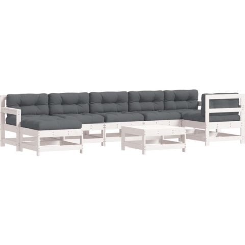 vidaXL-8-delige-Loungeset-met-kussens-massief-hout-wit