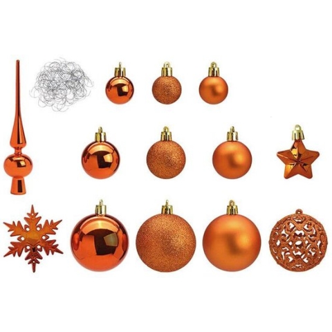 Kerstballen - 110 stuks - met piek - koper - kunststof - 3-6 cm