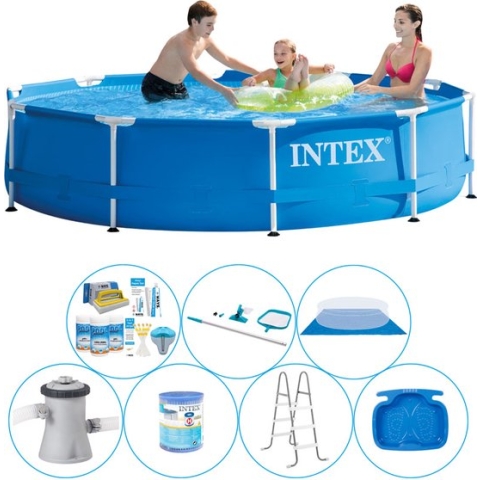 Metal Frame Rond 305x76 cm - 8-delig - Zwembad Bundel