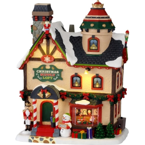 Lemax - Christmas Supply Loft (Smoking), With 4.5v Adaptor - Kersthuisjes & Kerstdorpen