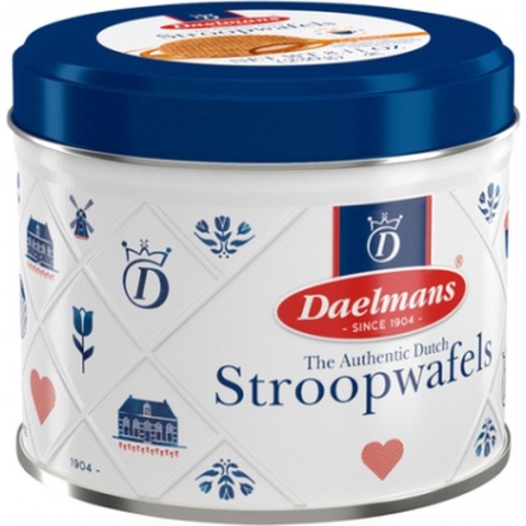 Daelmans Stroopwafels in Delfts Blauw blik - Doos met 9 blikken - 8 Stroopwafels per blik (72 Koeken)