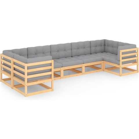 vidaXL-7-delige-Loungeset-met-kussens-massief-grenenhout