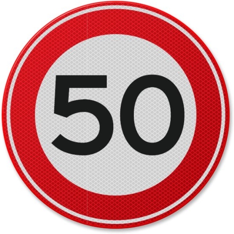 Verkeersbord 50 km - aluminium DOR, A1 600 mm Klasse 3 - 15 jaar garantie