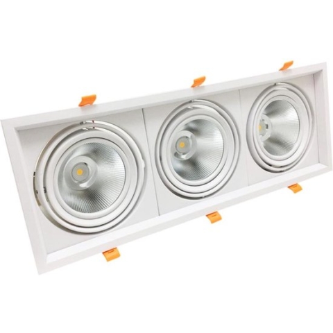 Drievoudig verzonken AR111 verstelbare ondersteuningsset met 3 20W LED-lampen - Wit licht - Overig - wit - Wit licht - SILUMEN