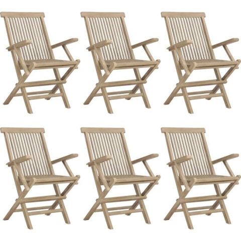 vidaXL-7-delige-Tuinset-massief-teakhout-grijs