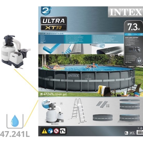 Intex Ultra XTR Frame Zwembad - Opzetzwembad - 732x132 cm - Inclusief Onderhoudspakket en Filterbollen