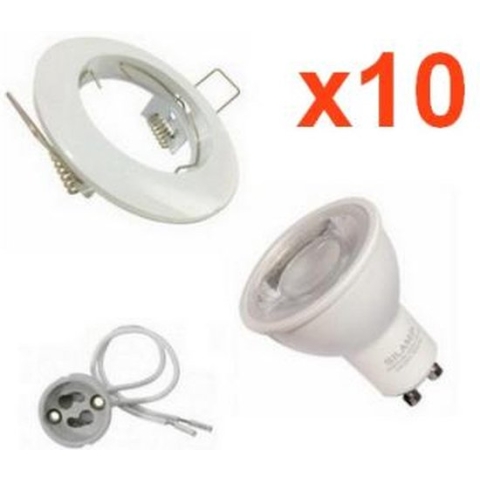 U10 WITTE LED inbouwspot kit met 8W lamp (10 stuks) - Koel wit licht - Overig - Wit - Pack de 10 - Wit Froid 6000k - 8000k - SILUMEN