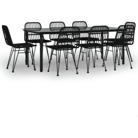 vidaXL-9-delige-Tuinset-poly-rattan-zwart