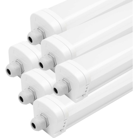 Ledvion Set van 6 LED TL Armatuur Buiten, 120CM, 36W, 6500K, IP65 Vochtbestendig, Samsung LED, Koppelbaar, Wit Helder Licht, LED Lamp, Daglichtsensor, Plafondlamp