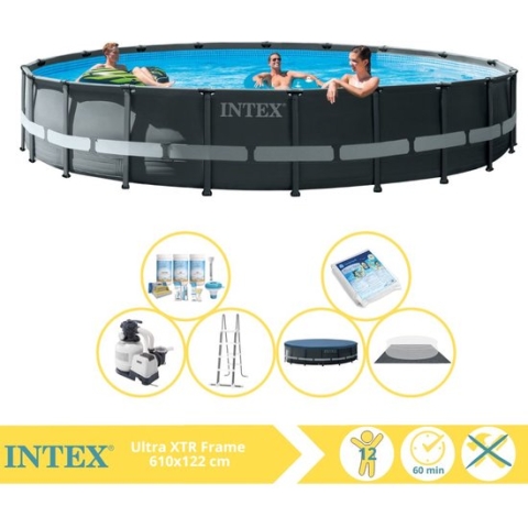 Intex Ultra XTR Frame Zwembad - Opzetzwembad - 610x122 cm - Inclusief Onderhoudspakket en Glasparels
