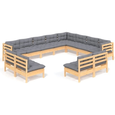 vidaXL-12-delige-Loungeset-met-grijze-kussens-massief-grenenhout
