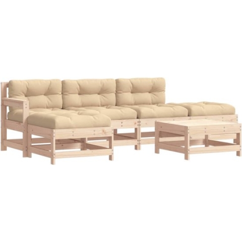 vidaXL-6-delige-Loungeset-met-kussens-massief-hout