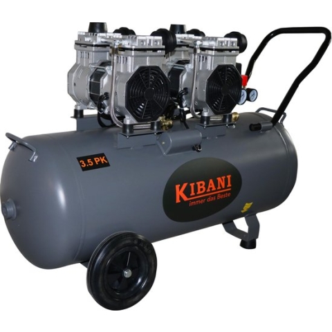 Kibani super stille compressor 100 liter – olievrij – 8 BAR – 63 dB – Super Silent - Low Noise - Compressoren - 100l
