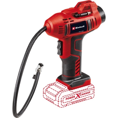 Einhell Accu Auto Compressor CE-CC 18 Li Solo Power X-Change (Li-Ion - 18 V - max. 11 bar - 60 cm persluchtslang - automatische uitschakelfunctie - levering zonder accu en zonder lader)