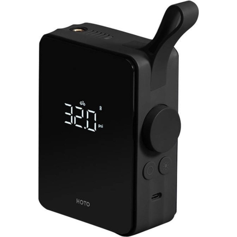 HOTO Compressor Bandenpomp en Luchtpomp - Luchtcompressor Oplaadbaar - Fiets Tot Camper Tot Luchtbed- Elektrische Fietspomp QWCQB001, 2500mAh (zwart)