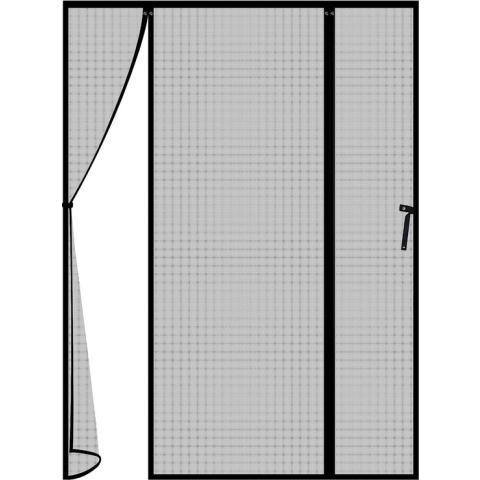 Magnetische hordeur, 160 x 210 cm, hordeur, balkondeur, zonder boren, met volledige magneetstrips en 4 cm breed frame, insectenwerende deurgordijn, zwart