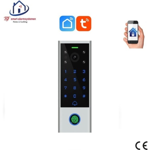 Home-Locking wifi/bluetooth-toegangscontrole/intercom door vingerafdruk,ID-kaart,code met 2.0MP camera met bediening via APP en werkt met spraakgestuurde apps. T-2055