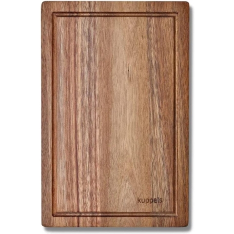 Snijplank | acaciahout | 32 x 21 x 1,5 cm | houten plank met sapgoot | snijplank hout | serveerplank | houten plank keuken