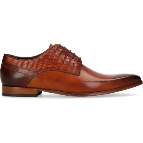 Black label - Heren - Bruine veterschoenen met snakeskin details - Maat 43