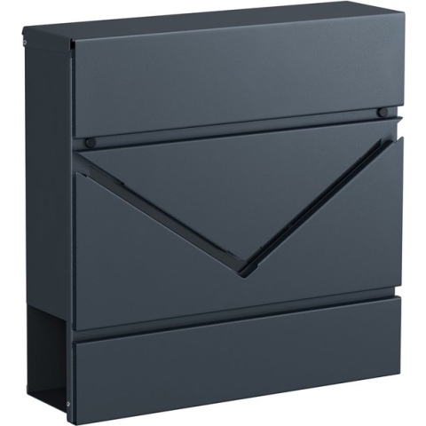 Brievenbus RVS Valary - Slot & klep - Brievenbus Brievenbus - Krantenrol Wandbrievenbus - Hangbaar - Grijs - 33x11x35cm