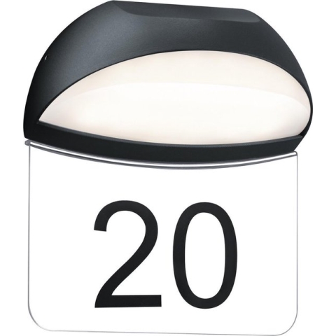 Huisnummer Verlichting - Torna Magona - 5W - Warm Wit 3000K - Waterdicht IP54 - Ovaal - Mat Antraciet - Aluminium