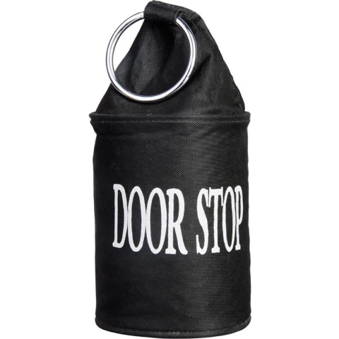 Canvas deurstopper zwart met ring 28 cm - Deur vastzetter - Deurstop 2,7 kg
