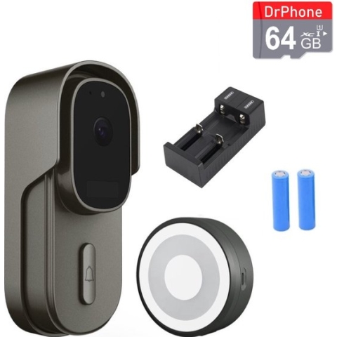 DrPhone LM4-D – Camera Deurbel Met Binnenbel – Met Stroomaansluiting & 64GB Opslag - Camera Deurbel Met Alexa & Google Assistant – Camera Deurbel Met Mobiele App - Zwart