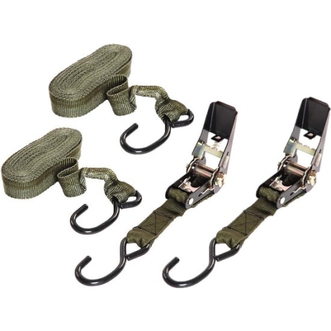 Set van 2x stuks legergroene nylon spanbanden 4,5 meter - Outdoor survival artikelen