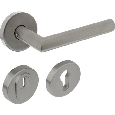 Intersteel Set achterdeurbeslag rond SKG*** met kerntrekbeveiliging rvs geborsteld