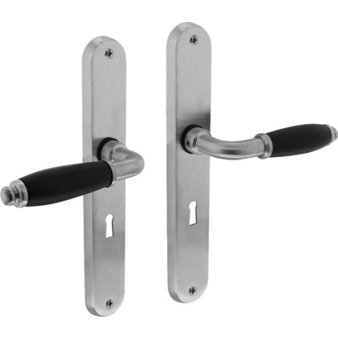 Intersteel Deurkruk Courgette met ovaal schild 235x40x8mm sleutelgat 56mm mat chroom