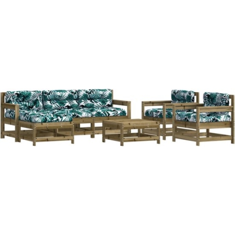 vidaXL-7-delige-Loungeset-met-kussens-geïmpregneerd-grenenhout