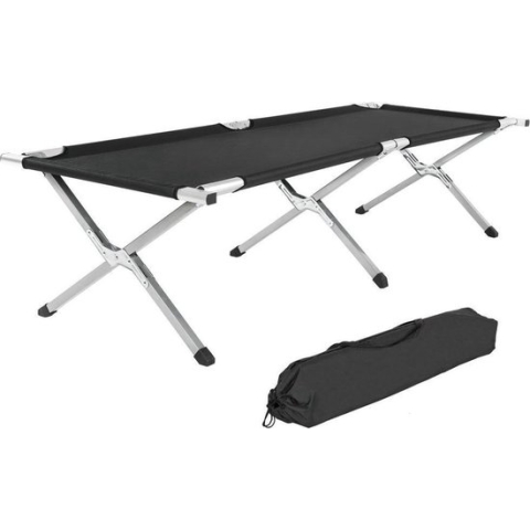 NordFalk veldbed XXL 200 x 71 cm - Campingbed | Stretcher | Kampeerbed - Extra stevig aluminium - Zwart