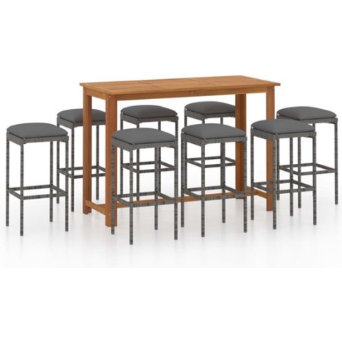 vidaXL-9-delige-Tuinbarset-met-kussens-grijs