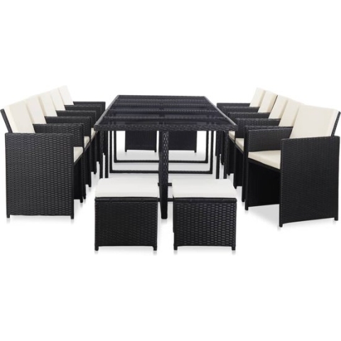 vidaXL-15-delige-Tuinset-met-kussens-poly-rattan-zwart