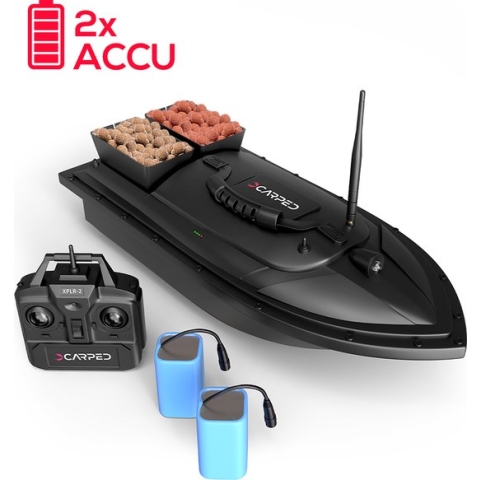 CARPED® Voerboot - Incl. 2 Accu's en Tas - 500 Meter Bereik - 1KG Voercapaciteit - Karper Vissen Baitboat - Hengelsport Materiaal - Visspullen Accesoires