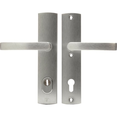AXA Veiligheidsbeslag (Curve Plus) Aluminium geslepen: Kruk-Kruk (model Blok) PC92 met kerntrekbeveiliging SKG***