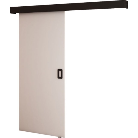 InspireMe - Schuifdeursysteem met rail - 90x204cm - MAY I - Wit Mat + Zwart frame + Zwart Handvat met Soft-Close system