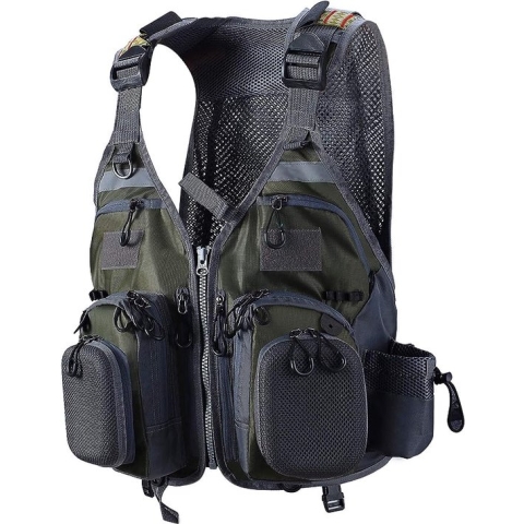 Hengelvest, ademend vest met meerdere zakken, visjas, jachtvissen, outdoor, camping, fotografie (instelbare maat)