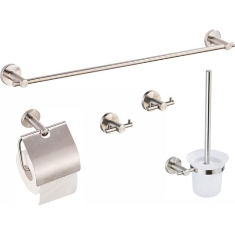 Vips toilet accessoire set 5-delig geborsteld RVS