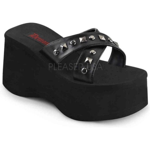 DemoniaCult Slippers -36 Shoes- FUNN-29 US 6 Zwart