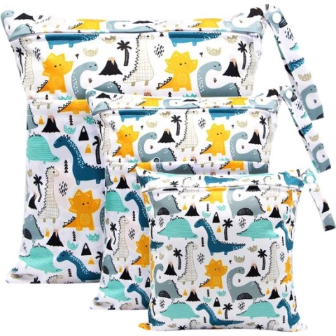 ViVidLife Natte tas, Doek Luierzakken 3 STKS Produceren Zakken Nat, Droog Pak Tas Opslag Organisator, Waterdicht Wasbaar Herbruikbare Grote Dubbele Rits Tas voor Baby Luiers Luier Dagopvang Reizen Strand Pool Gym Bag