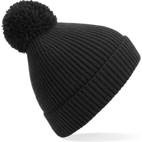 Gebreide warme wintermuts in het zwart met pompom voor volwassenen - Damesmutsen / herenmutsen - Polyacryl