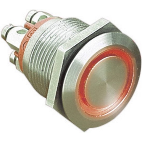 Bulgin MPI002/TERM/WH Vandalismebestendige druktoets 24 V/DC 0.05 A 1x uit/(aan) Moment Wit (Ø x l) 22 mm x 31 mm IP66