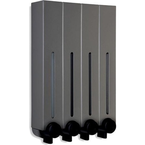 Aquathof, Zeepdispenser, RVS kleur, 4 kamer, 4 reservoirs, 4x500ml, hangend - wandmontage
