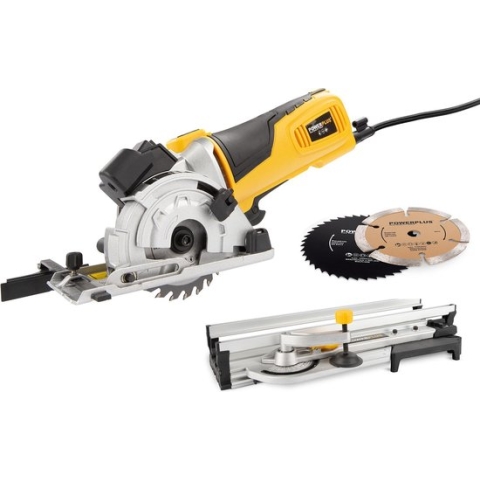 Powerplus POWX1365MB Invalzaag - 600W - Ø89mm - Incl. laser, stofafzuiging, 3 invalzaagbladen en verstekbak