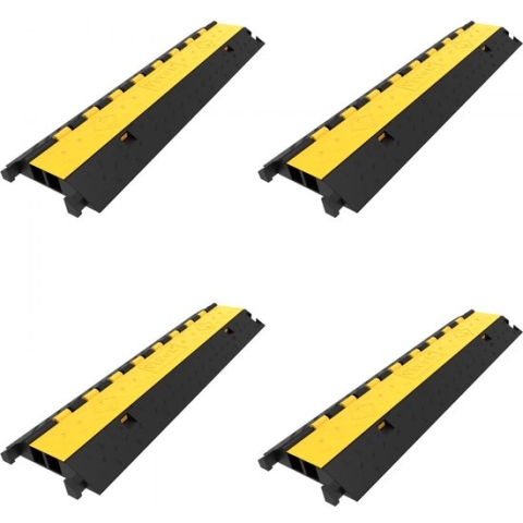 4pcs 2 Channel Rubber Wire Cable Cover Protector Ramp Warehouse School Heavy-Duty