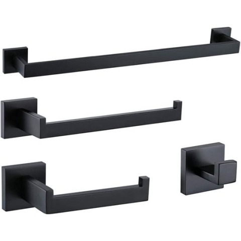 Badkameraccessoireset Handdoekstanghaak Toilethouder Handbalring Wandmontage Geborsteld roestvrij staal (set van 4 stuks)