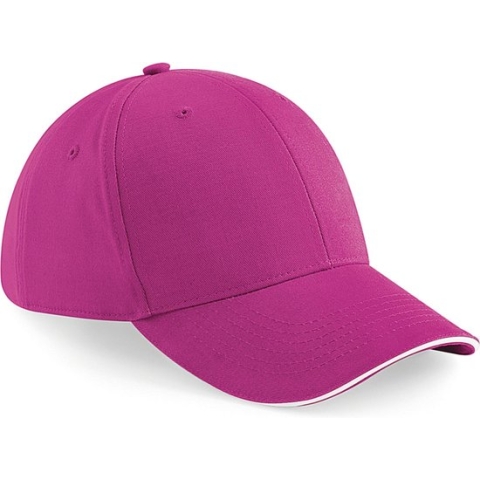 6-panel baseballcap fuchsia roze/wit voor volwassenen