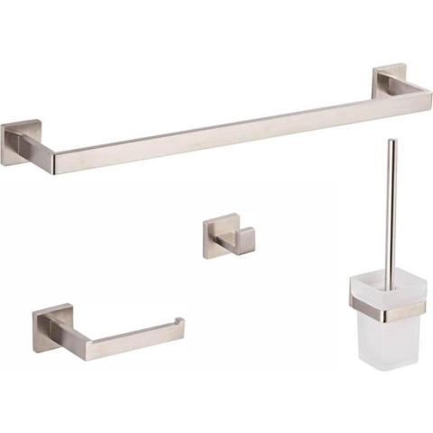 Vips toilet accessoire set 4-delig geborsteld RVS